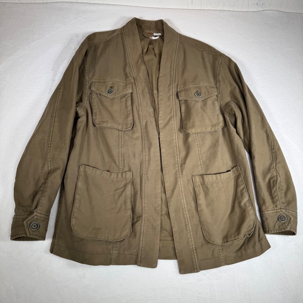 Free People Olive Green Cotton Blend Military Style Jacket Women's Small No Belt - Picture 2 of 11